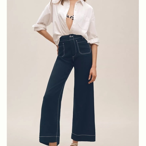 Mauve Denim - New - Anthropologie Mauve Flare Wide Leg Jeans🪴price is firm🪴